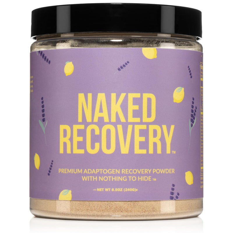 NAKED Recovery Mushroom Supplement Powder Lions Mane Cordyceps Reishi Tart Cherries Lemon Balm Adaptogen Wellness Formula Stress Relief Muscle Recovery 30 Servings